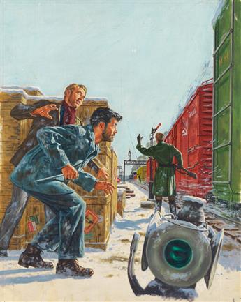 (PULP / TRAINS.) JAMES BAMA. Train Yard Heist.